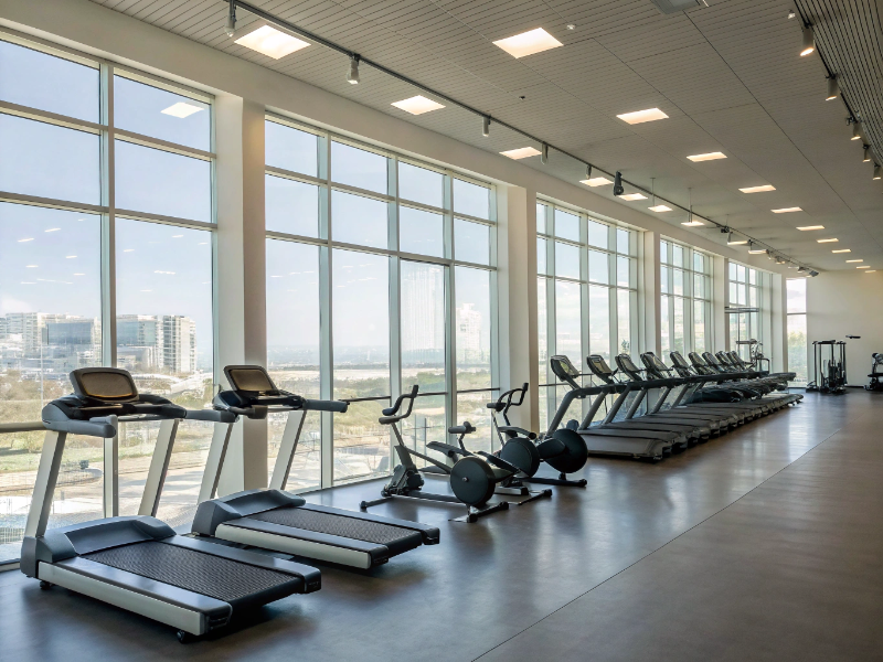 Palestra moderna con tapis roulant e attrezzi cardio per fitness a Perugia